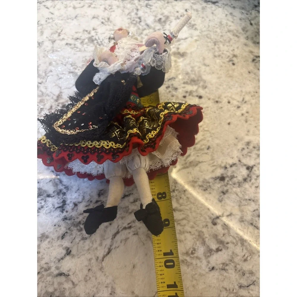 VTG Spanish Souvenir Folk Doll Fiesta Madrid Hand‎ Painted Face Original Tag